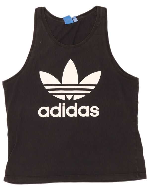 Adidas Womens Graphic Vest Top UK 16 Large Black Cotton