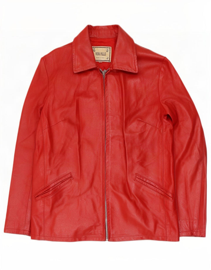 Vintage Womens Leather Jacket UK 12 Medium Red
