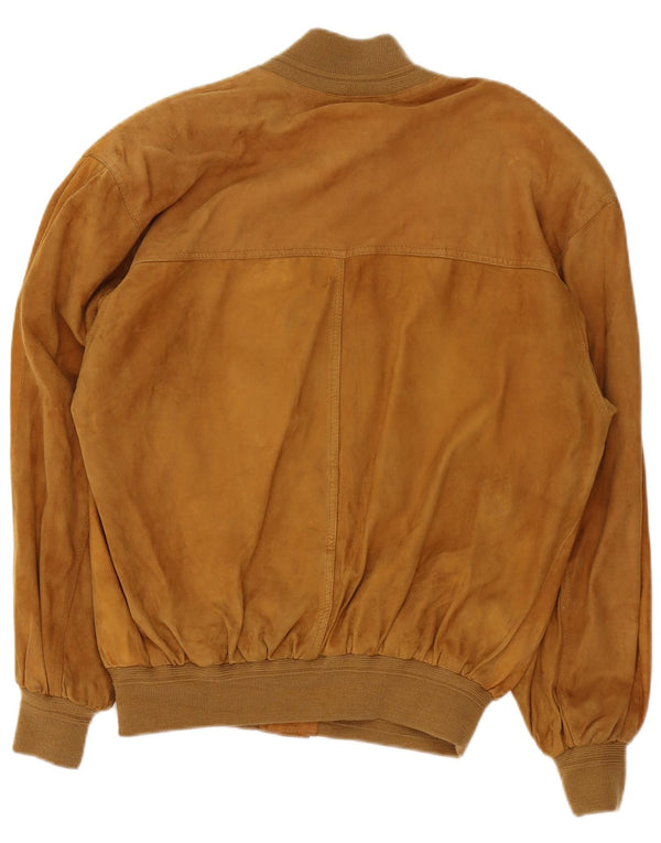 Vintage Mens Suede Bomber Jacket UK 38 Medium Beige