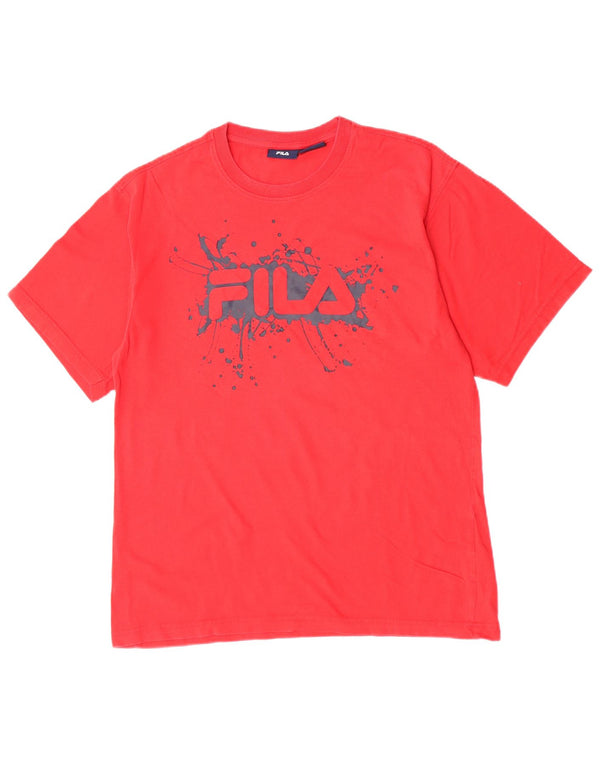 Fila Mens Graphic T-Shirt Top Large Red Cotton