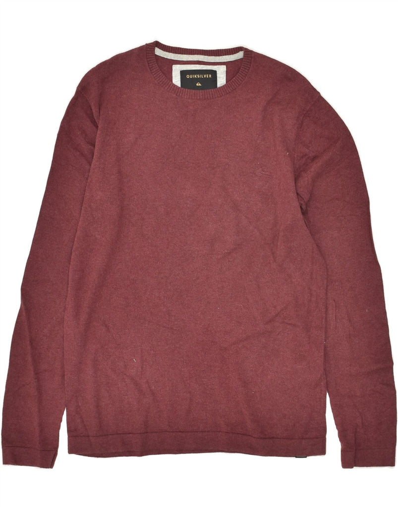 QUIKSILVER Mens Boat Neck Jumper Sweater Small Maroon Cotton | Vintage Quiksilver | Thrift | Second-Hand Quiksilver | Used Clothing | Messina Hembry 