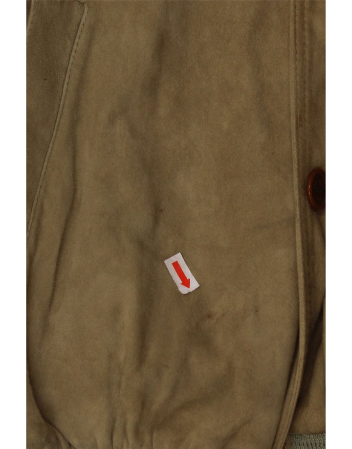 VINTAGE Mens Suede Bomber Jacket IT 48 Medium Beige