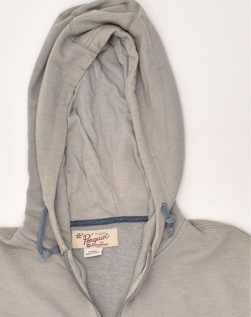 PENGUIN Mens Zip Hoodie Sweater Medium Grey Cotton | Vintage Penguin | Thrift | Second-Hand Penguin | Used Clothing | Messina Hembry 