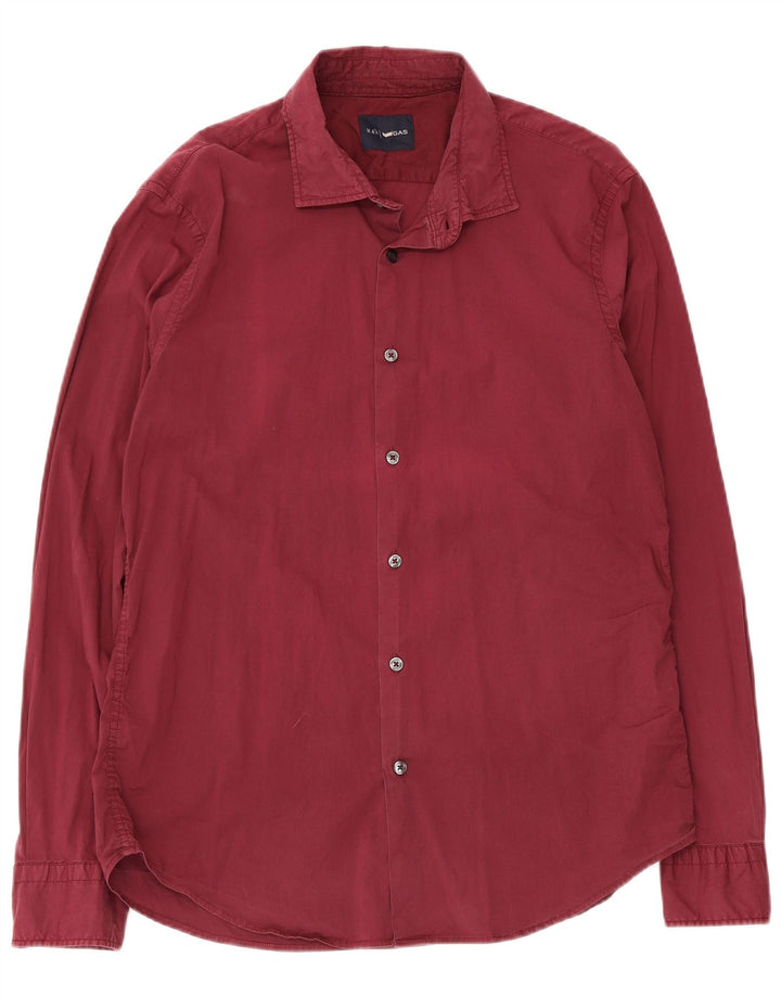 Gas Mens Shirt XL Burgundy Cotton