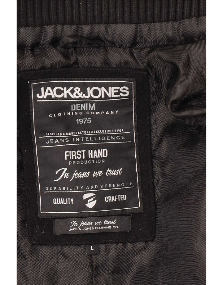 Jack & Jones Mens Pea Coat UK 40 Large Black Wool