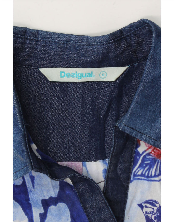 Desigual Womens Pullover Shirt Blouse UK 10 Small Blue Floral