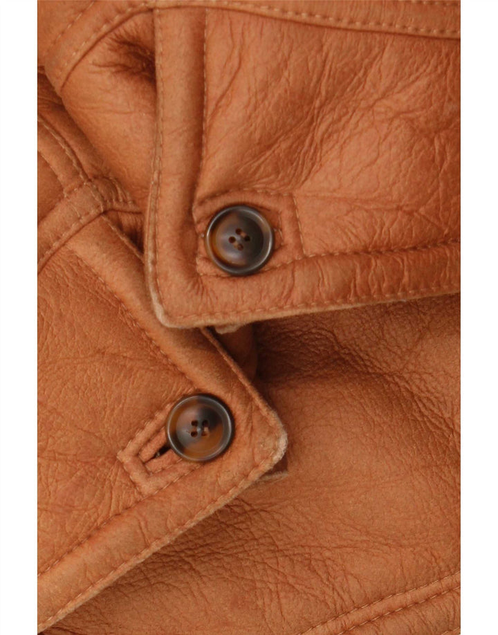 Vintage Mens Shearling Jacket IT 54 2XL Brown