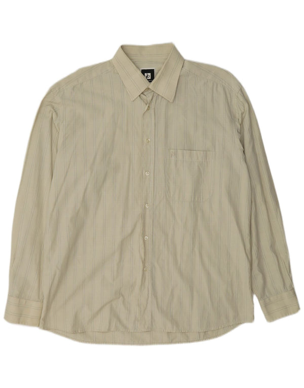 Roccobarocco Mens Shirt Size 43 17 XL Beige Check