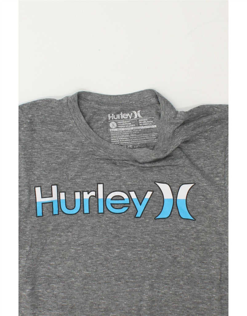 HURLEY Mens Premium Fit Graphic T-Shirt Top Small Grey Flecked Polyester Vintage Hurley and Second-Hand Hurley from Messina Hembry 