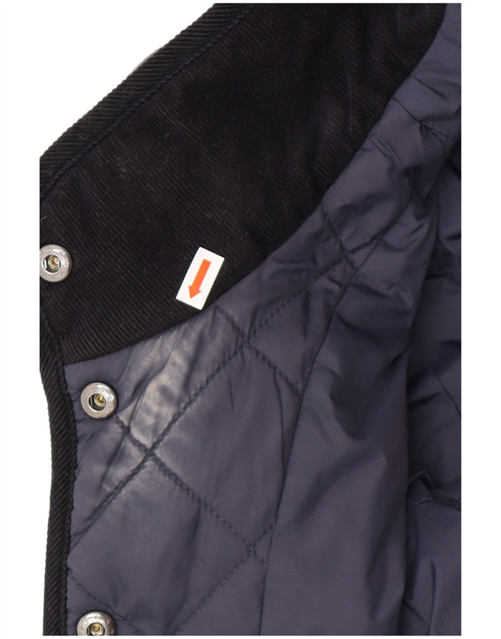 Jaeger Womens Quilted Jacket UK 14 Medium Navy Blue Polyester