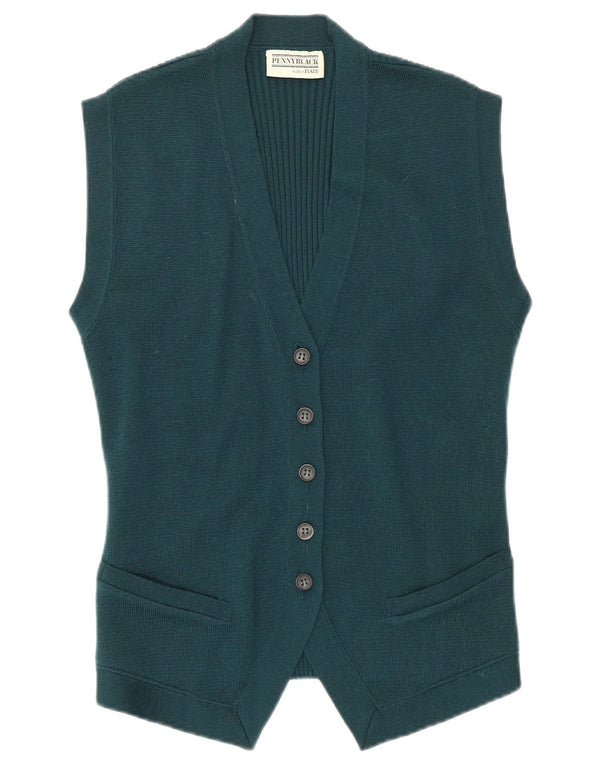 Penny Black Womens Knit Waistcoat UK 14 Medium Green New Wool
