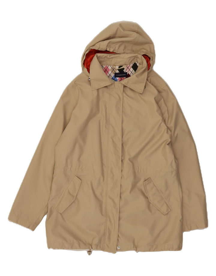 LANDS END Womens Loose Fit Hooded Utility Jacket UK 10/12 Medium Beige Vintage Lands End and Second-Hand Lands End from Messina Hembry 