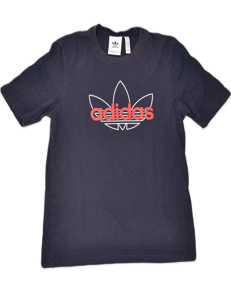 ADIDAS Mens Graphic T-Shirt Top Small Navy Blue Cotton Sports | Vintage | Thrift | Second-Hand | Used Clothing | Messina Hembry 