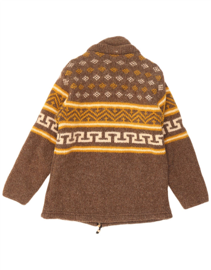 Sternstunde Womens Knit Windbreaker Jacket UK 14 Medium Brown Geometric