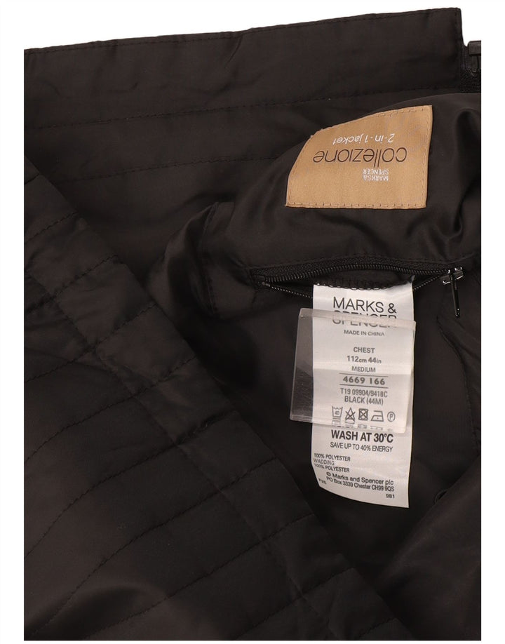 Marks & Spencer Mens Liner Gilet UK 38 Medium Black Polyester