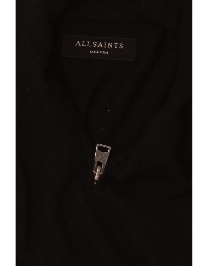 All Saints Mens Zip Neck Jumper Sweater Medium Black