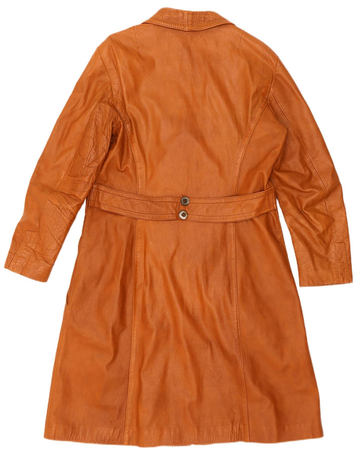 Vintage Womens Leather Coat IT 52 2XL Brown