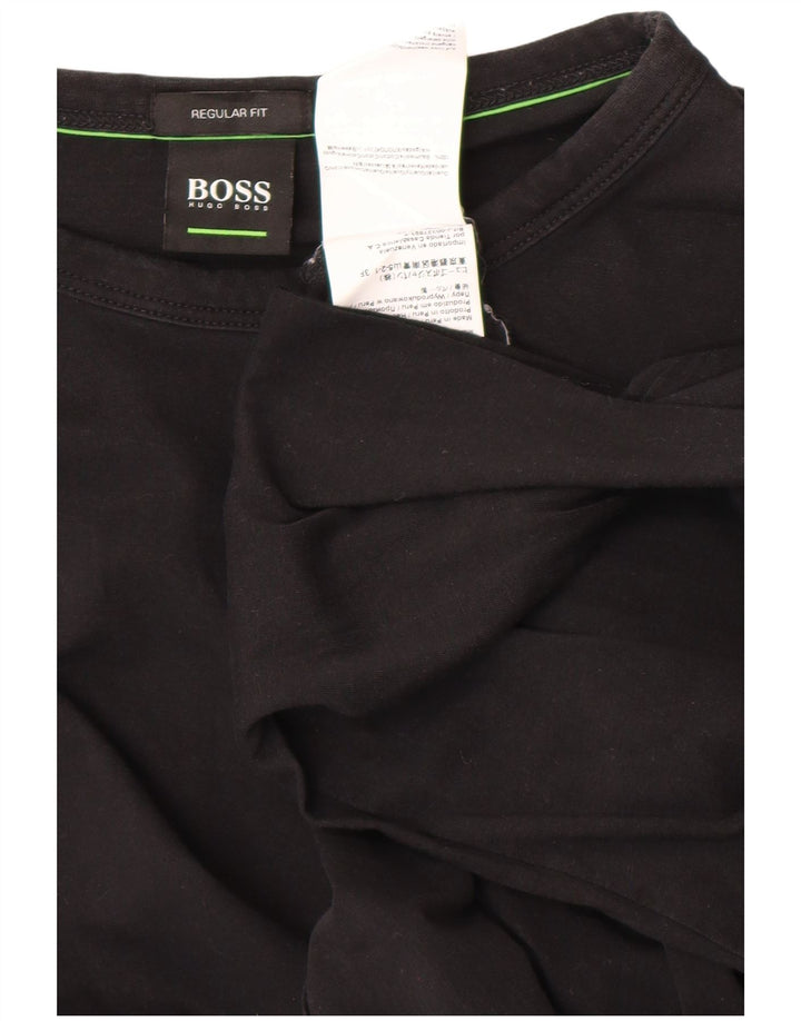 HUGO BOSS Mens Regular Fit Top Long Sleeve Small Black Cotton