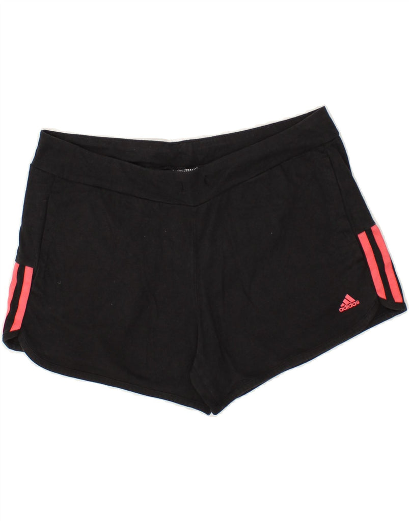 ADIDAS Womens Sport Shorts UK 12/14 Medium Black Cotton | Vintage Adidas | Thrift | Second-Hand Adidas | Used Clothing | Messina Hembry 