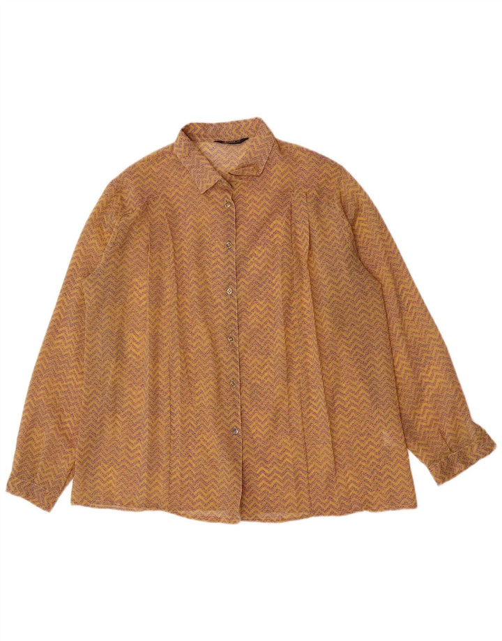 Barth Womens See Through Shirt Blouse IT 48 XL Yellow Geometric Polyester
