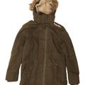 SUPERDRY Womens Graphic Hooded Parka Jacket UK 12 Medium Khaki Cotton