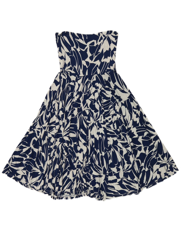MINT VELVET Womens Strapless Dress UK 8 Small Blue Floral Viscose
