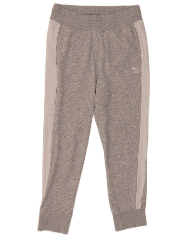 PUMA Womens Tracksuit Trousers Joggers UK 12 Medium Grey Colourblock