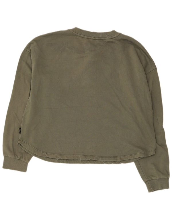 Roxy Womens Button Neck Sweatshirt Jumper UK 16 Large Khaki Cotton