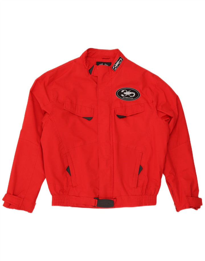Vintage Mens Graphic Racer Jacket UK 40 Large Red Polyester