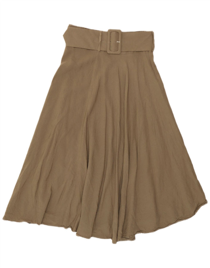 Zara Womens Flared Skirt Medium W28  Khaki