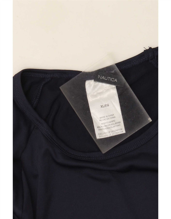 Nautica Womens Graphic Top Long Sleeve UK 18 XL Navy Blue Polyester