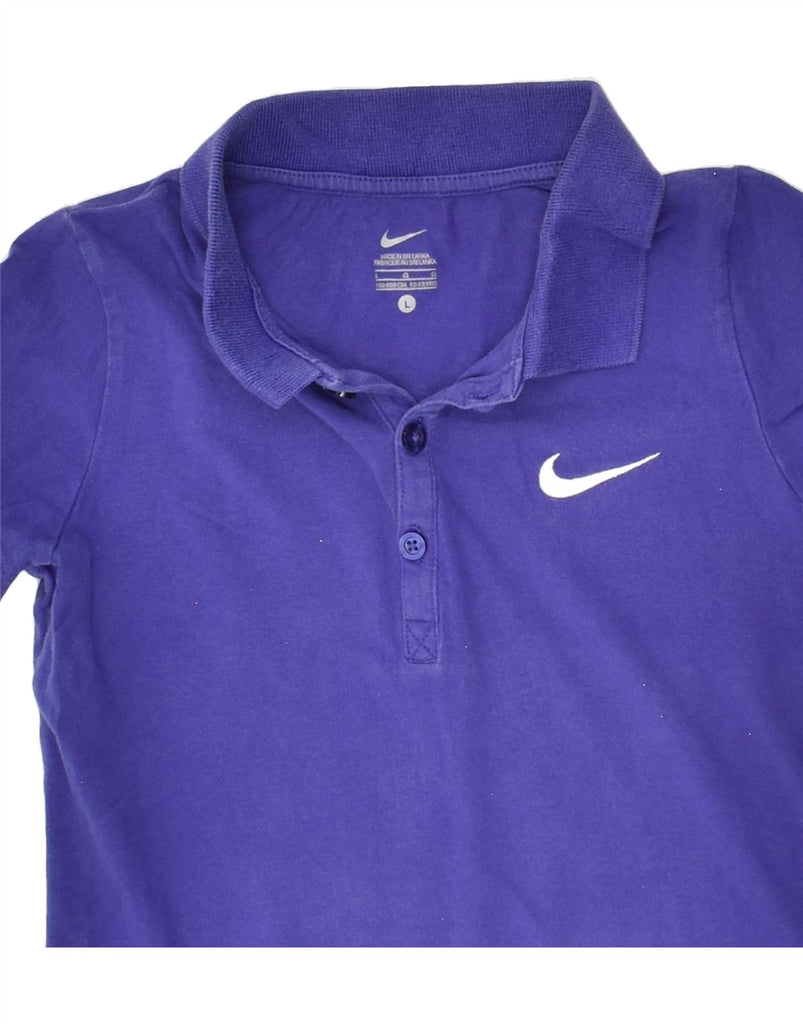 NIKE Girls Polo Shirt 12-13 Years Large Blue Cotton Vintage Nike and Second-Hand Nike from Messina Hembry 