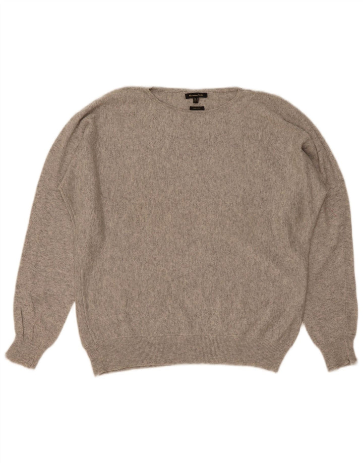 Massimo Dutti Womens Boat Neck Jumper Sweater UK 14 Medium Grey Flecked