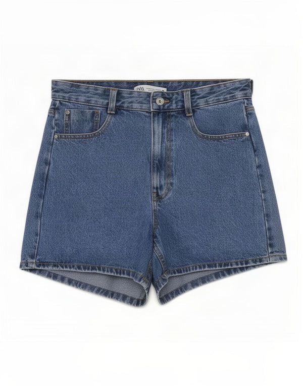 Zara Womens High Waist Denim Shorts EU 38 Small W28 Blue Cotton