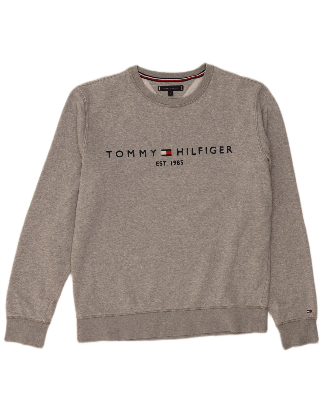 Tommy Hilfiger Mens Graphic Sweatshirt Jumper Large Grey Cotton