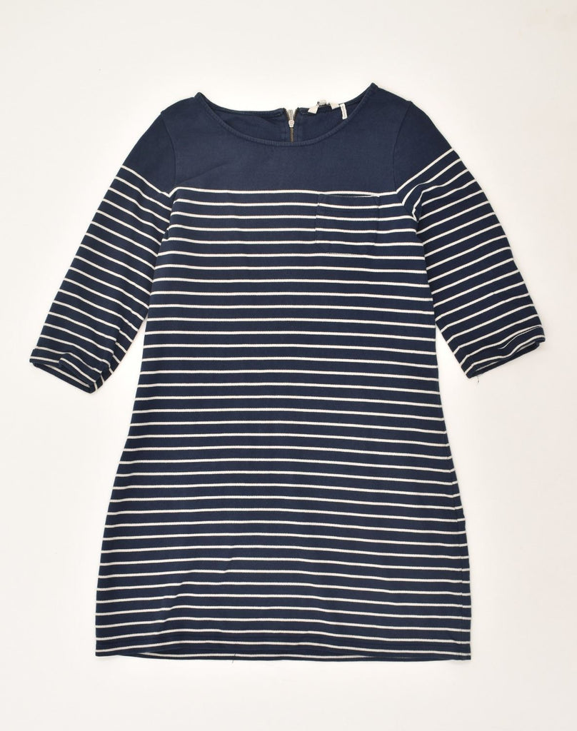 FAT FACE Womens Long Sleeve T-Shirt Dress UK 12 Medium Navy Blue Striped | Vintage Fat Face | Thrift | Second-Hand Fat Face | Used Clothing | Messina Hembry 