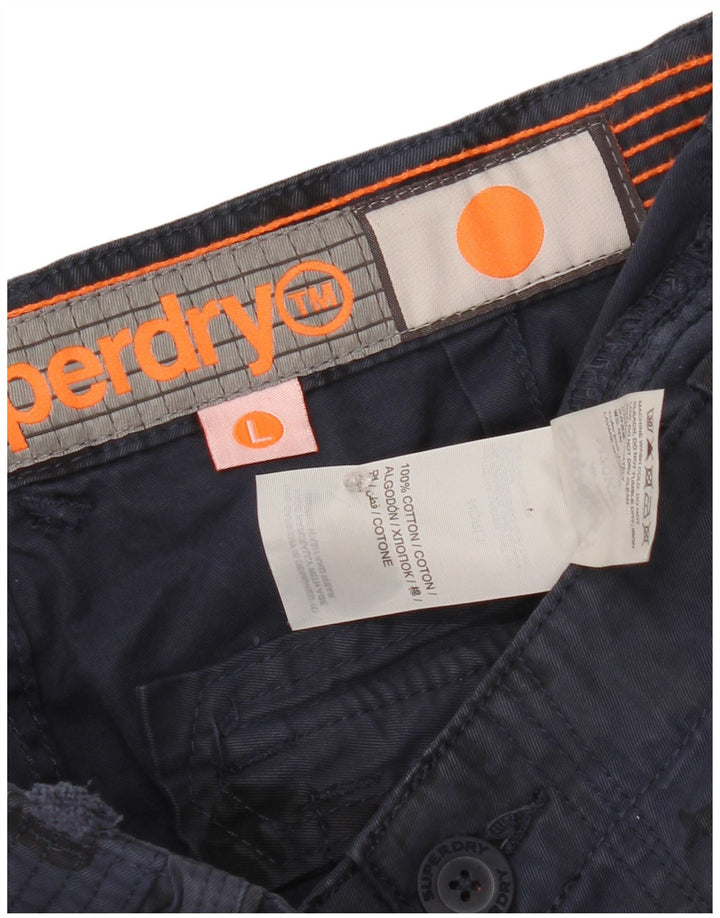 Superdry Mens Tapered Cargo Trousers Large W40 L34 Navy Blue Camouflage