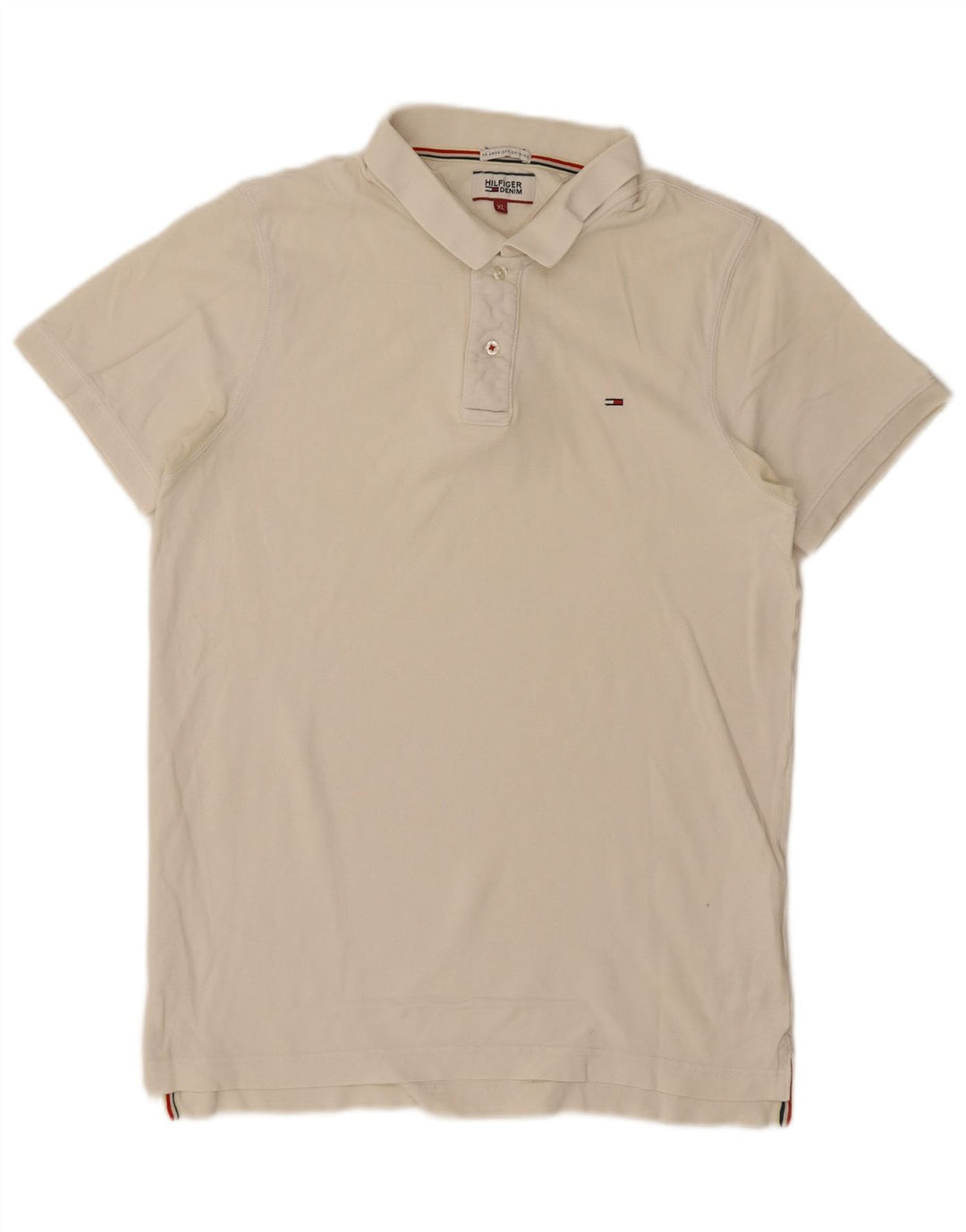 Tommy Hilfiger Mens Polo Shirt XL Off White Cotton