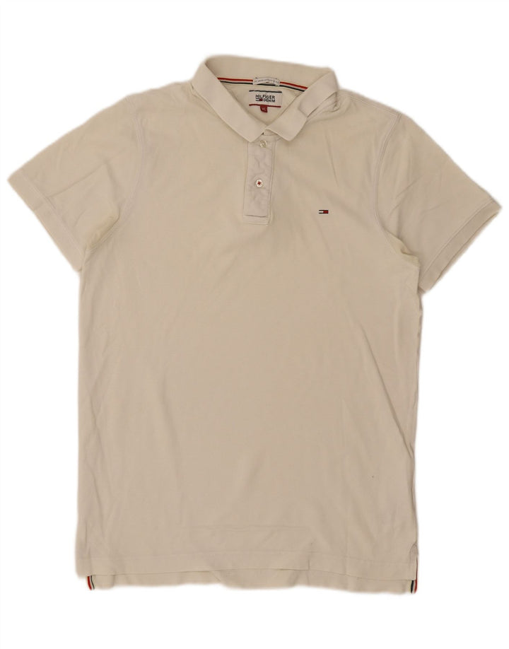 Tommy Hilfiger Mens Polo Shirt XL Off White Cotton