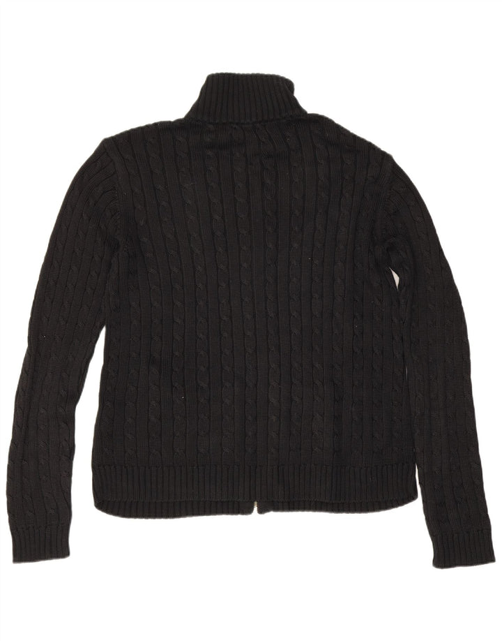 Ralph Lauren Womens Cardigan Sweater UK 14 Medium Black Cotton