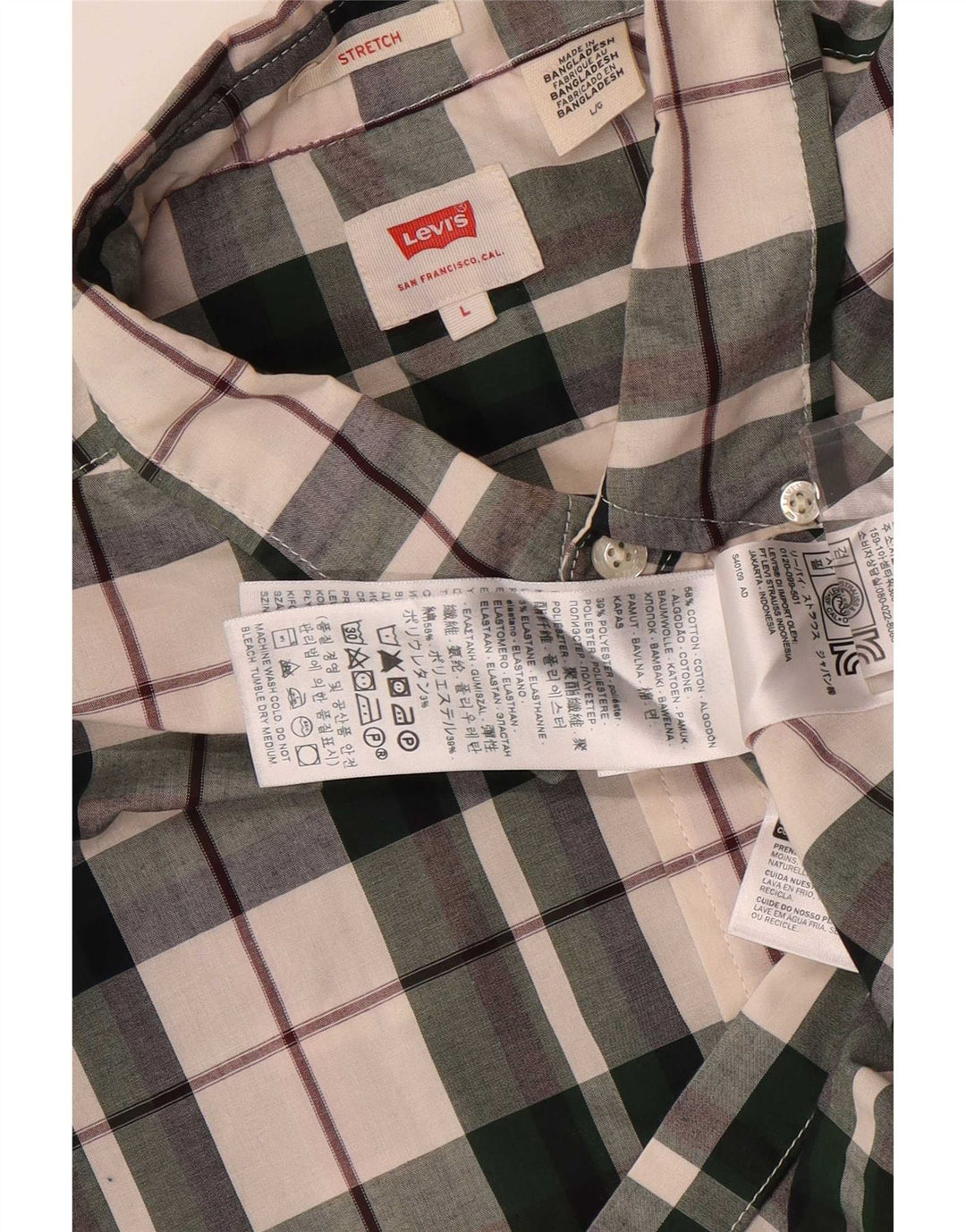 Levi's Mens Stretch Shirt Large Multicoloured Check Cotton