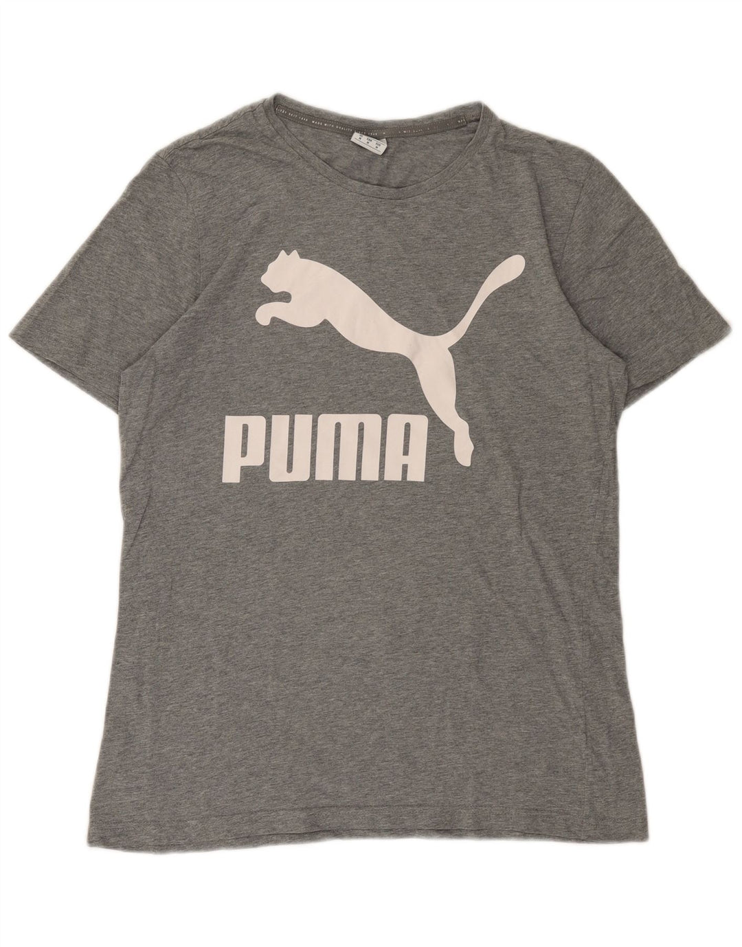 Puma Mens Graphic T-Shirt Top Medium Grey Flecked