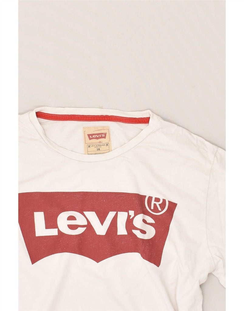 LEVI'S Boys Graphic Top Long Sleeve 15-16 Years White Cotton | Vintage Levi's | Thrift | Second-Hand Levi's | Used Clothing | Messina Hembry 