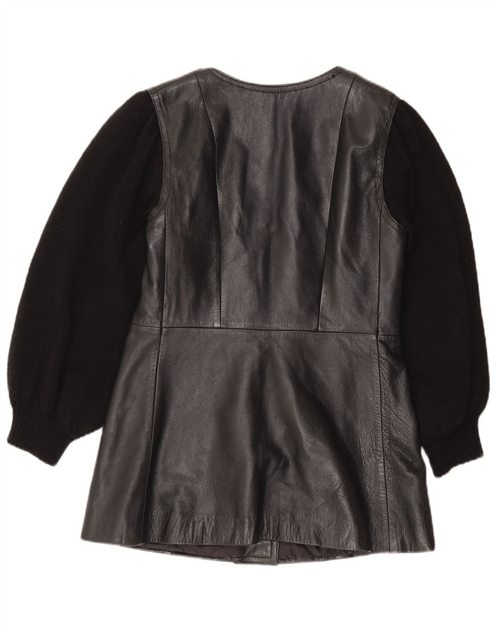 Vintage Womens Leather Jacket UK 12 Medium Black