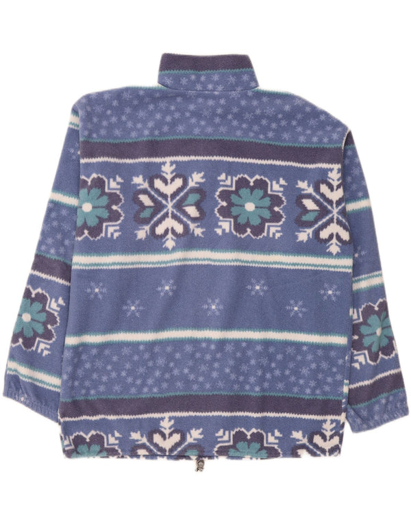 Vintage Mens Zip Neck Fleece Jumper XL Blue Fair Isle