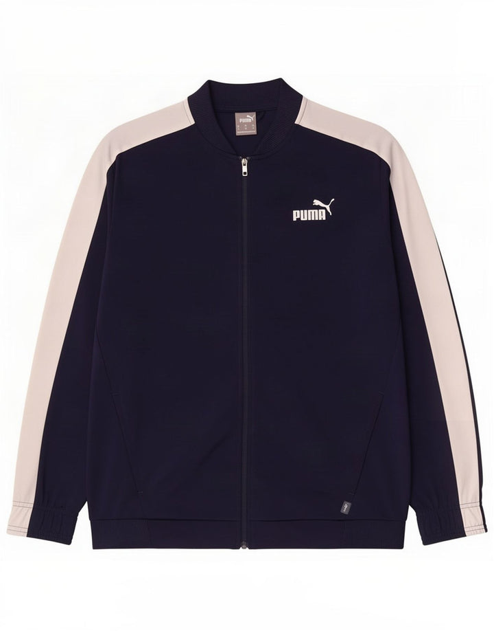 Puma Mens Tracksuit Top Jacket Medium Navy Blue Colourblock Polyester