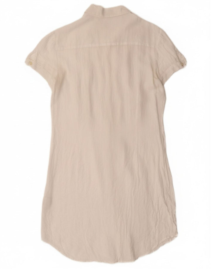 ICEBERG Womens Ruffle Front Short Sleeves Shirt Dress UK 12 Medium White