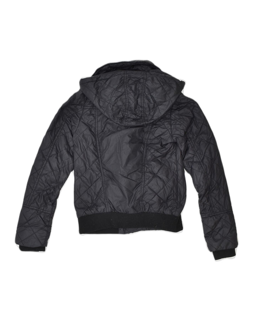 HURLEY Womens Hooded Quilted Jacket UK 8 Small Black Polyester | Vintage | Thrift | Second-Hand | Used Clothing | Messina Hembry 