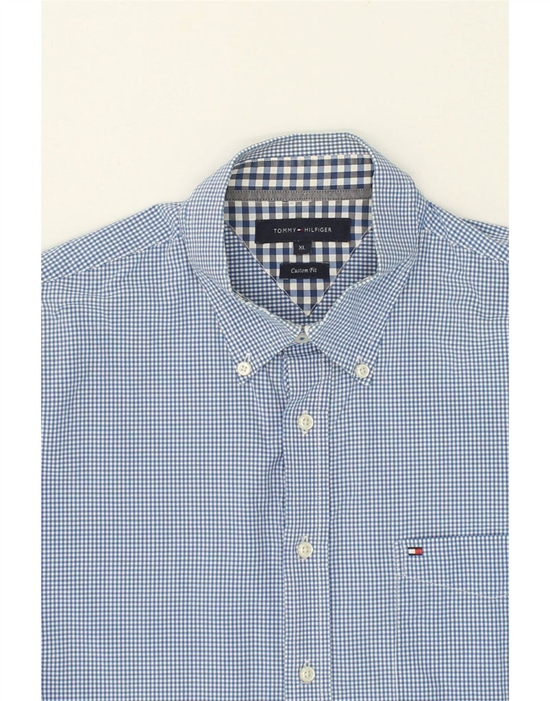 TOMMY HILFIGER Mens Custom Fit Shirt XL Blue Gingham Cotton | Vintage Tommy Hilfiger | Thrift | Second-Hand Tommy Hilfiger | Used Clothing | Messina Hembry 