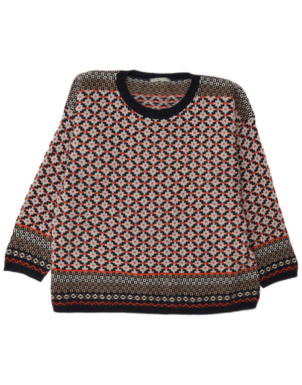 Marks & Spencer Womens Boat Neck Jumper Sweater UK 20 2XL Red Geometric